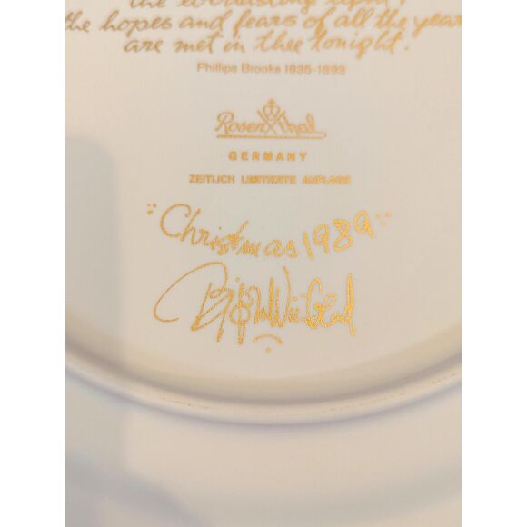 Bjørn Wiinblad Rosenthal, Christmas Plate in Porcelain from 1989 Studio Line - Picture 6 of 6